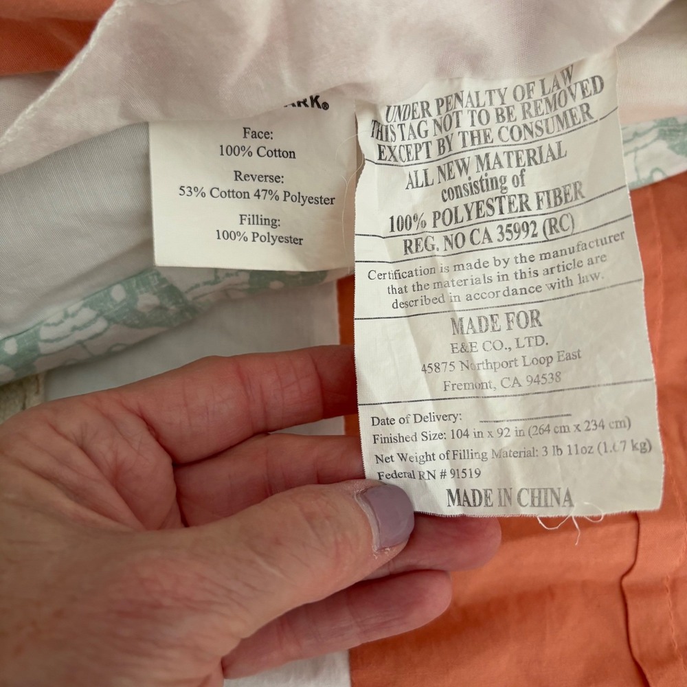Madison Park Dawn Floral Patchwork King Comforter w/2 Shams Coral Grn Lace Trim - Picture 6 of 15